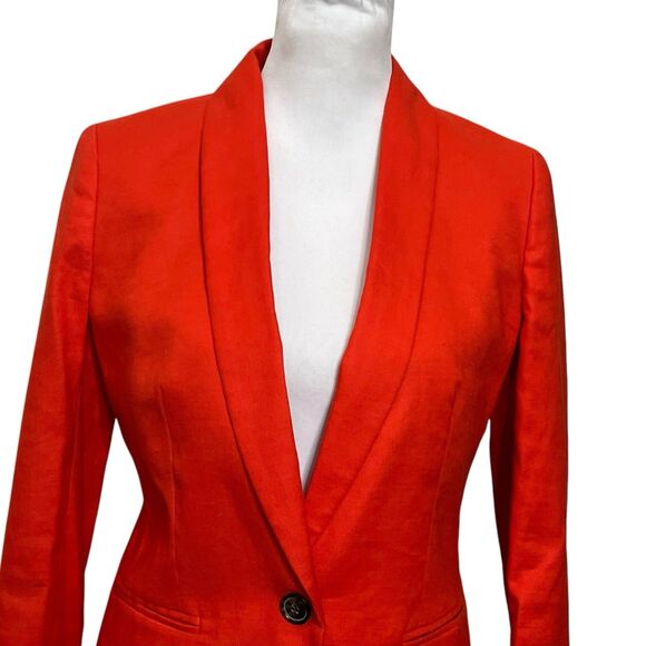 J.CREW NWT Parke Blazer Women’s Size 2 Brilliant Sunset Red Linen Blend Workwear - Picture 3 of 15